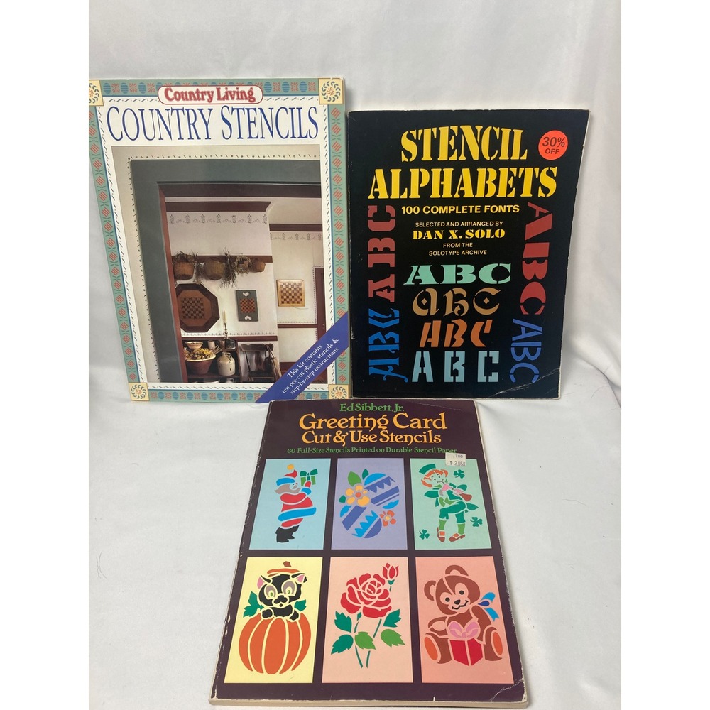 Vintage Stencil Books Lot of 3 Country Living Alphabets Greeting Cards Crafts